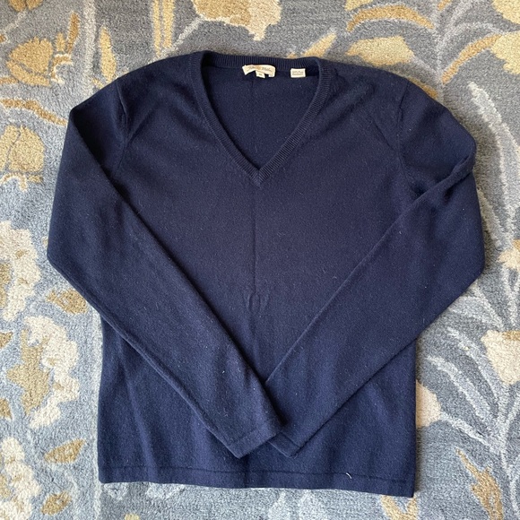 Peter Millan 100% Cashmere V-neck Sweater Navy Blue Medium - Picture 1 of 7